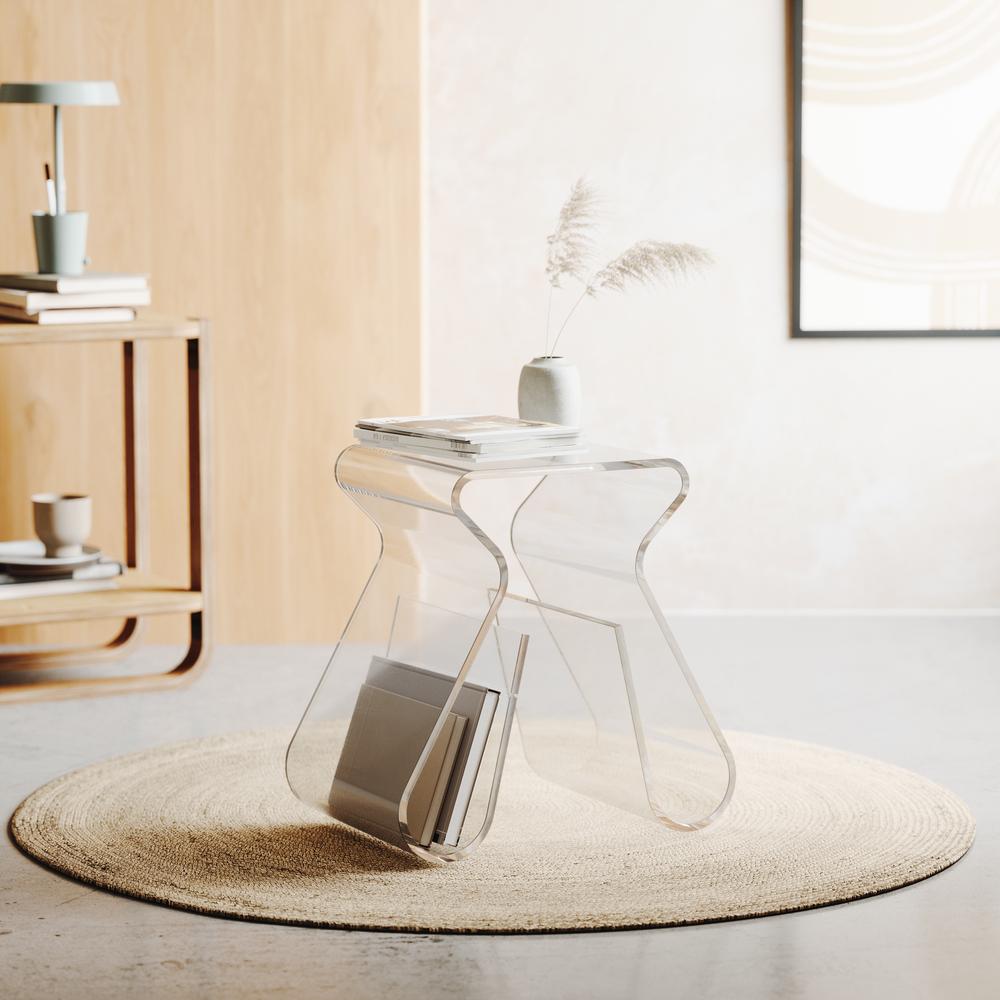 Magino Hocker mit Zeitschriftenablage Transparent 06