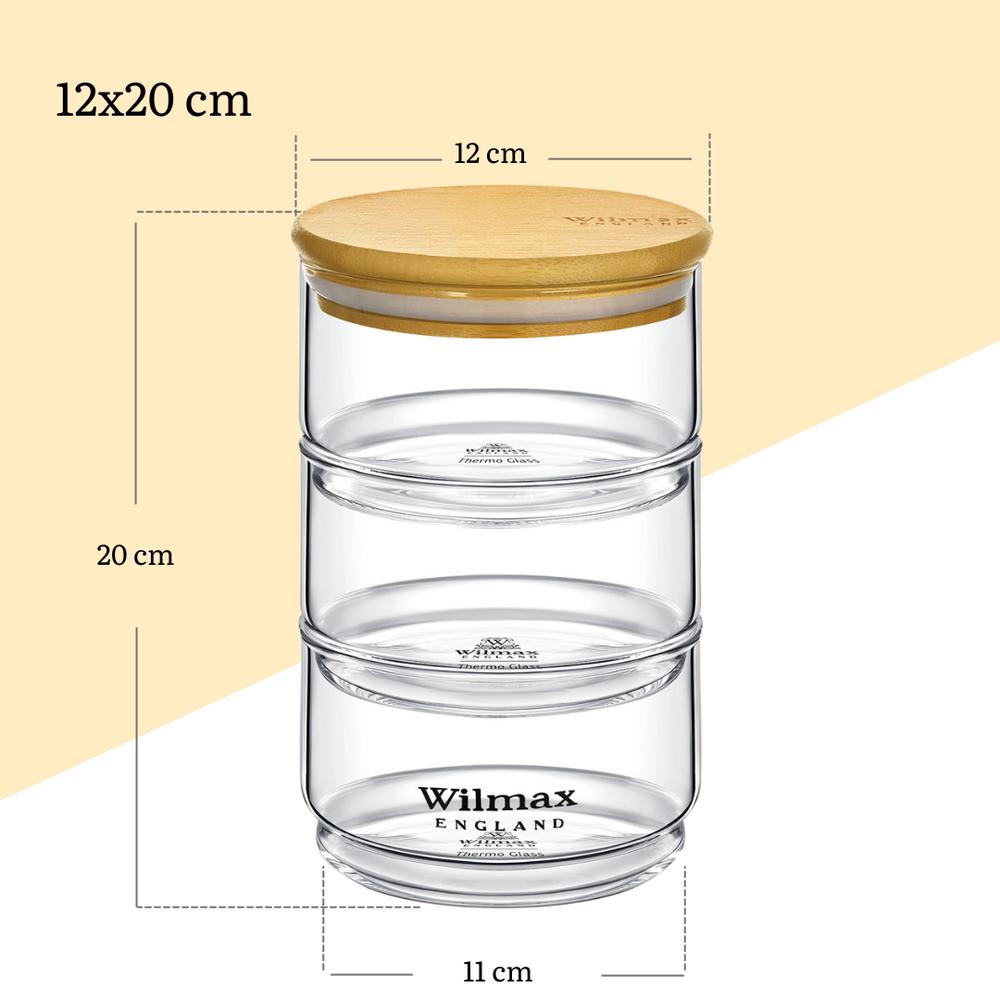 3-stöckiges Glas mit Bambusdeckel 12x20 cm 1