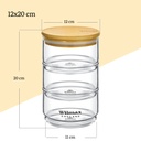 3-stöckiges Glas mit Bambusdeckel 12x20 cm 1