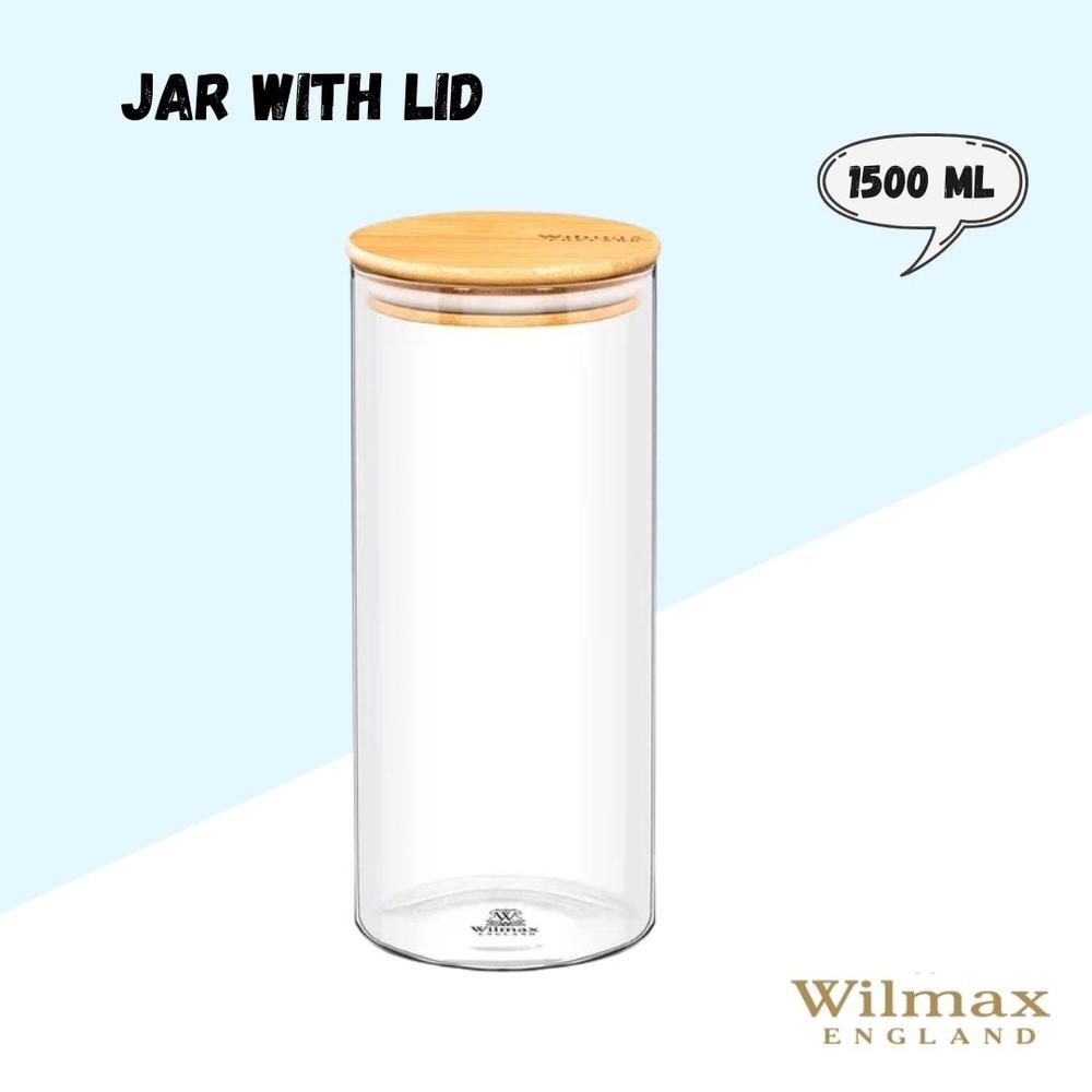 Glas mit Bambusdeckel 10x23 cm 1500 ml 1