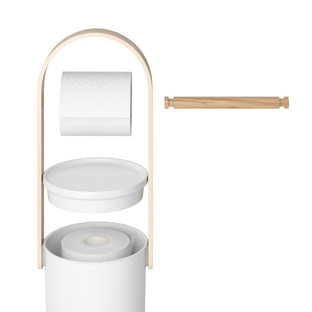Bellwood Toilettenpapierhalter mit Ablage Weiß/Natur 07