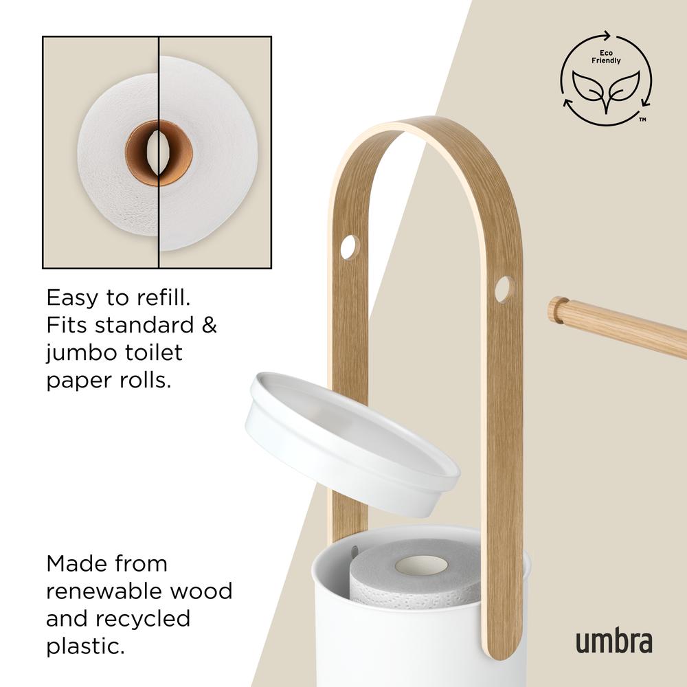 Bellwood Toilettenpapierhalter mit Ablage Weiß/Natur 19