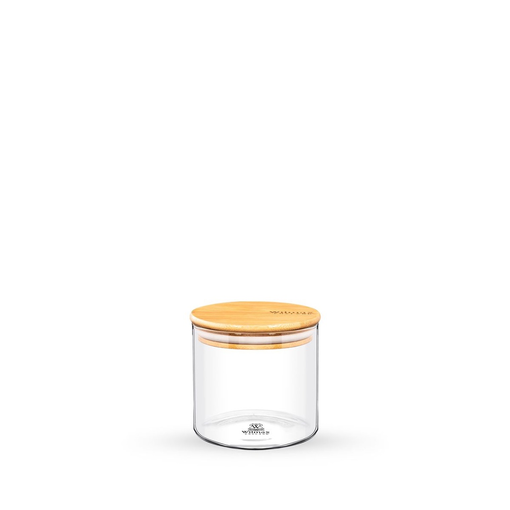 Glas mit Bambusdeckel 10x10 cm 600 ml