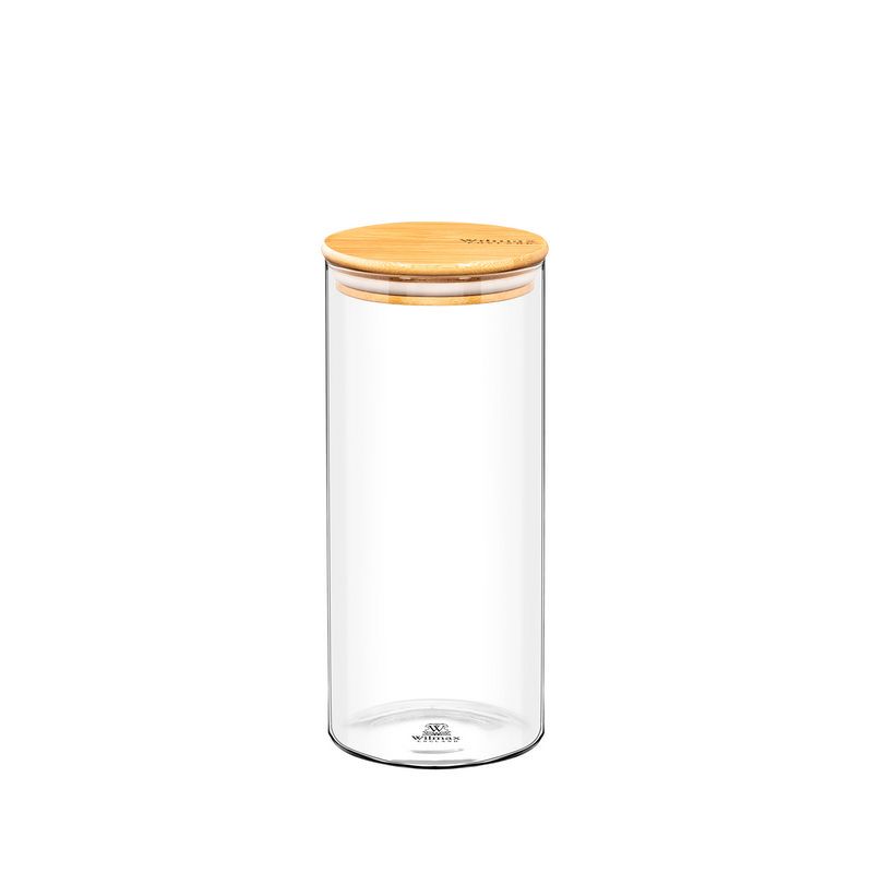 Glas mit Bambusdeckel 10x23 cm 1500 ml