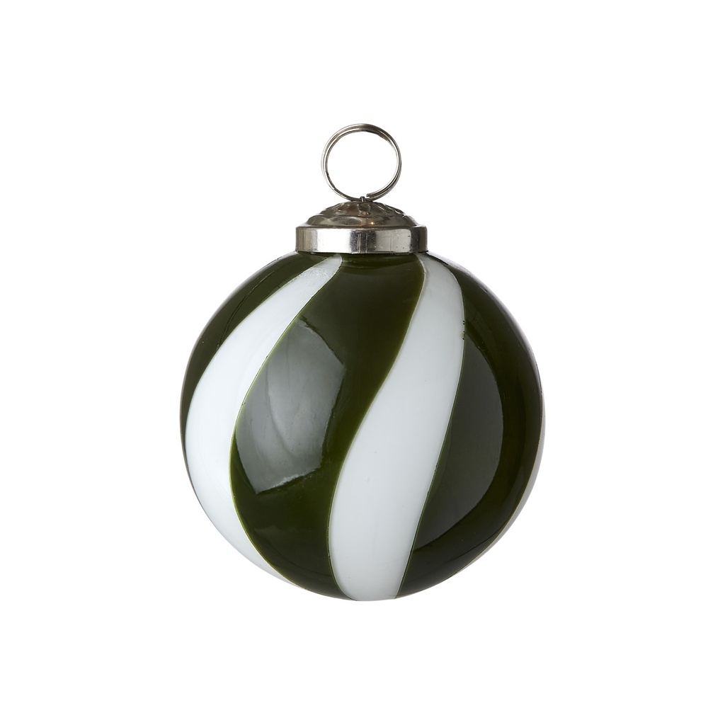 Weihnachtskugel Grün/weiß D7,5xH10 cm