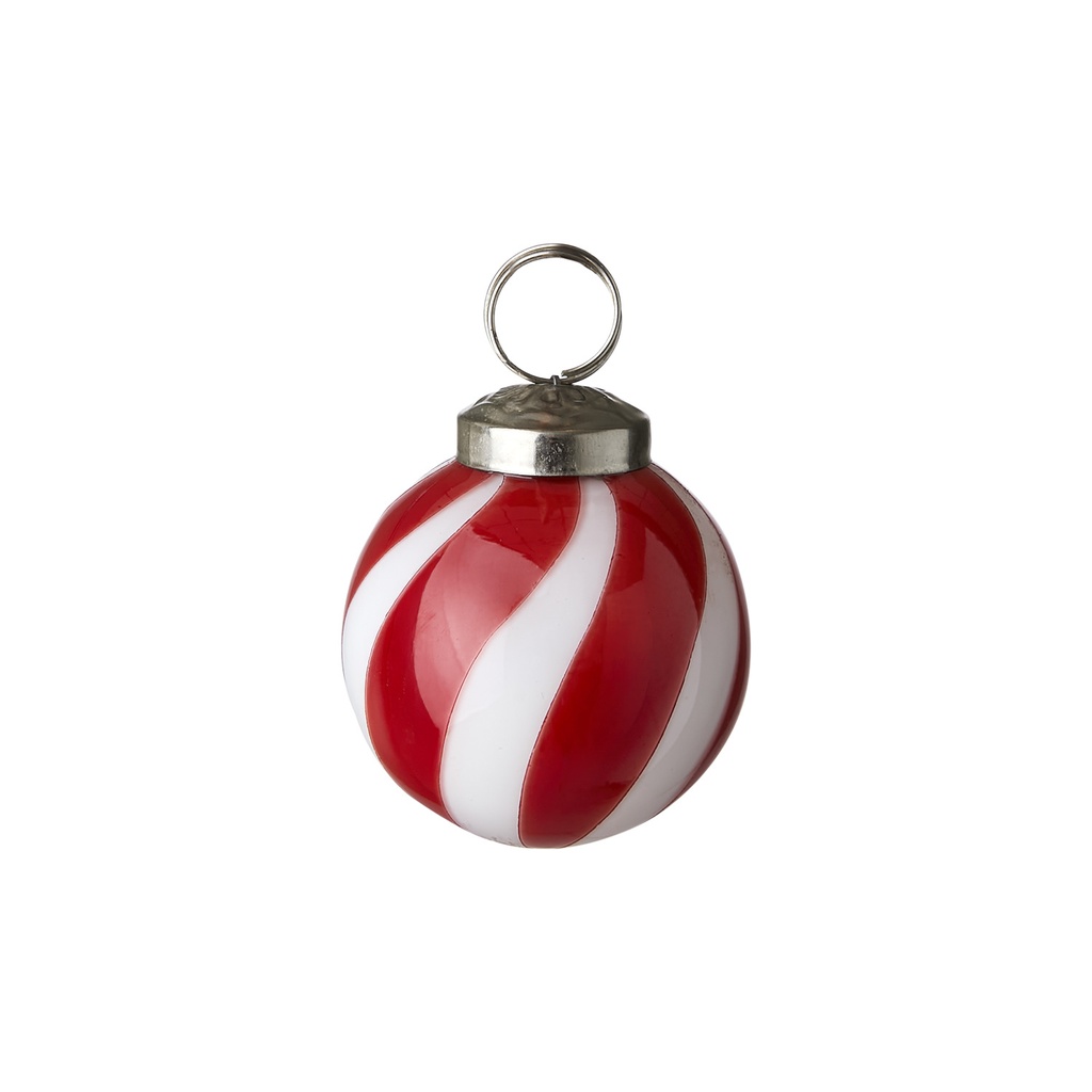 Weihnachtskugel, Rot weiß, Ca. D5,5 x H7 cm
