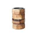 BRONX Kerzenhalter L Braun D12xH19 cm Mangoholz, Metall