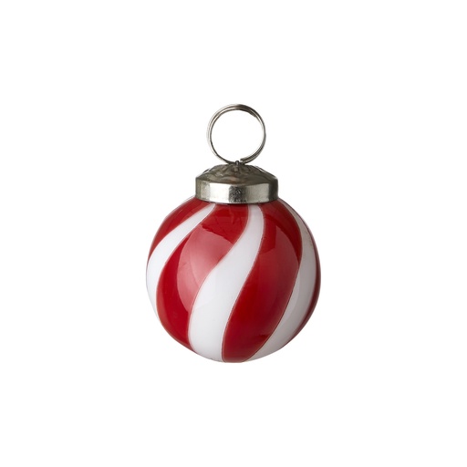 [CIRCUS 762-628-30] Weihnachtskugel, Rot weiß, Ca. D5,5 x H7 cm