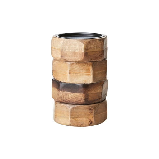 [770-523-00] BRONX Kerzenhalter L Braun D12xH19 cm Mangoholz, Metall